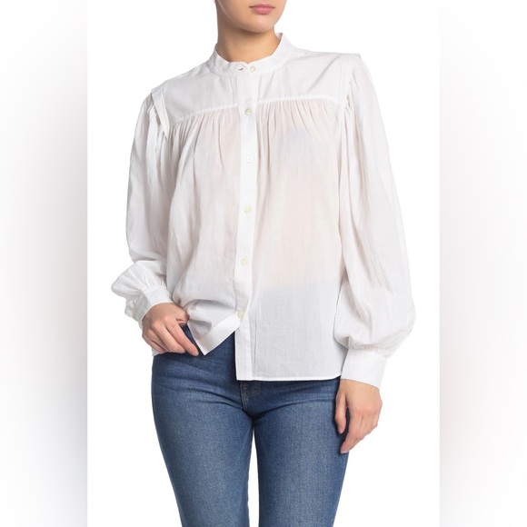 Frame Denim Tops - Frame EUC White Cotton Blouse Sz Large